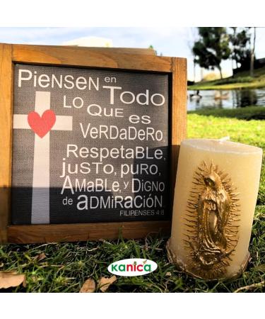 Virgen De Guadalupe Scented Candle - Rose Fragrance | Religious Prayer Candle for Baptism Wedding & Gifting - Elegant White & Gold Design - Buy Online on GoSupps.com