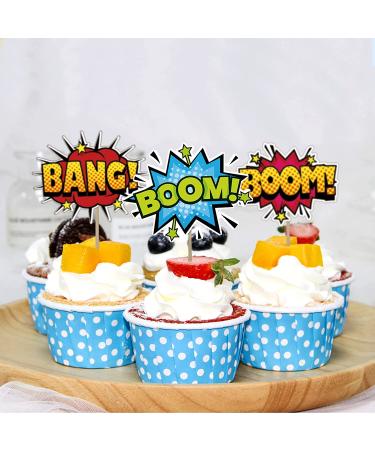 SuperHero Boom Cupcake Toppers - 48 Pack, Kids Birthday Party Decorations & Supplies - Buy Online on GoSupps.com