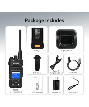 Retevis NR30S Walkie Talkies Long Range IP67 Waterproof GMRS Two Way Radio Noise Canceling - Black - Pack Of 2 - Buy Online on GoSupps.com