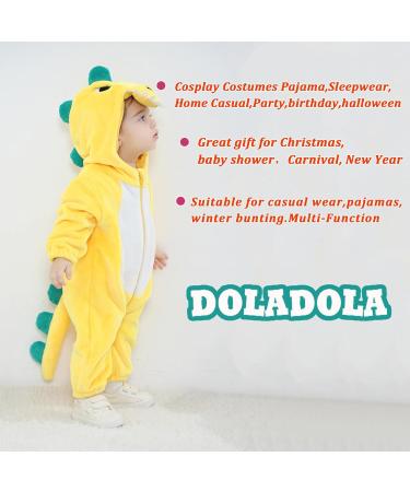 Doladola Baby Hooded Yellow Dinosaur Onesie | Infant Pajamas Romper 0-3 Months - Buy Online on GoSupps.com