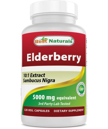 Best Naturals Elderberry Sambucus Nigra 5000mg Equivalent 120 Veg Capsules - Buy Online on GoSupps.com