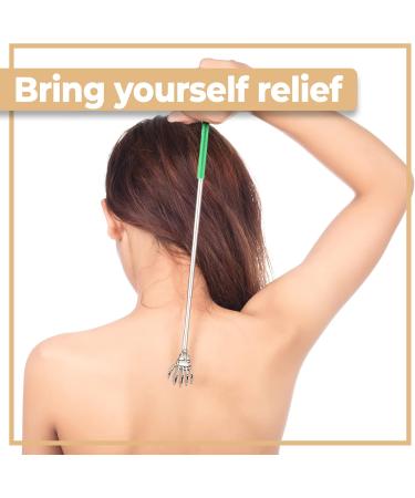 Retoo Telescopic Back Scratch Rod - High-Quality Stainless Steel 58.5 cm Portable Handle Green - Ideal for Itching Relief - Buy Online on GoSupps.com