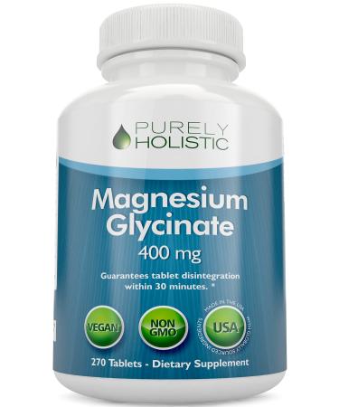 Magnesium Glycinate 400mg - 100% More 270 Magnesium Tablets (not Capsules), Highly Bioavailable, Non Buffered, Vegan and Vegetarian - Cramp Defense
