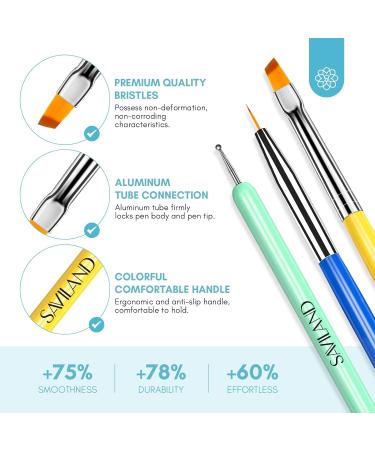 SAVILAND 6PCS Nail Art Brushes Set - Multi-Functional Gel Nail Brush Tools for Nail Design Extension & Liner - Ideal for DIY Nail Art in Vibrant Colors - Buy Online on GoSupps.com