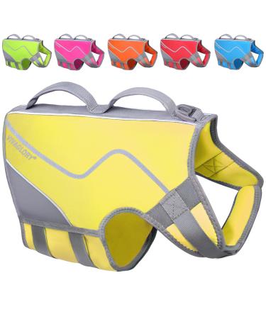 Vivaglory for dogs in a sporty style comfortable neoprene rescue vests with Velcro fastener durable pet security vest yellow Xlarge XL: 74-84cm (breast basket) yellow