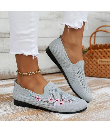 Buy XTZYGLFD Women's Summer Sandals - Embroidered Breathable Comfortable Flat Leisure Shoes in Black & Gray Elegant Wedge Heel Perfect for UK Size 5 - Buy Online on GoSupps.com