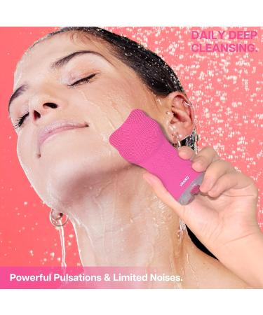 Vraiko Mia Waterproof Rechargeable Facial Cleaning Brush - Soft Silicone Adjustable Vibration Deep Cleaning & Gentle Peeling - Pink - Buy Online on GoSupps.com