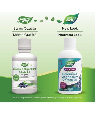 Nature's Way Calcium and Magnesium Citrate 2:1 - Liquid Supplement with Vitamin D3 and Collagen Helps Support the Maintenance of Bones and Teeth No Vitamin K2 - Blueberry Flavour 500 mL - Buy Online on GoSupps.com