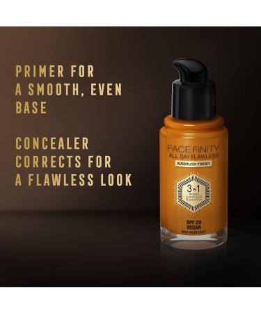 Max Factor Facefinity 3-in-1 All Day Flawless Foundation SPF 20 in Hazelnut and Tawny - 30 ml (Pack of 1) - Buy Online on GoSupps.com