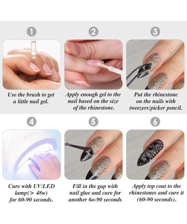 1300Pcs Black Nail Rhinestones Kit | Multi Shapes 3D Crystals Nail Charms | Shiny Black Flatback Beads Diamonds | Nail Art Decor Set with Pickup Pen & Tweezer - Buy Online on GoSupps.com