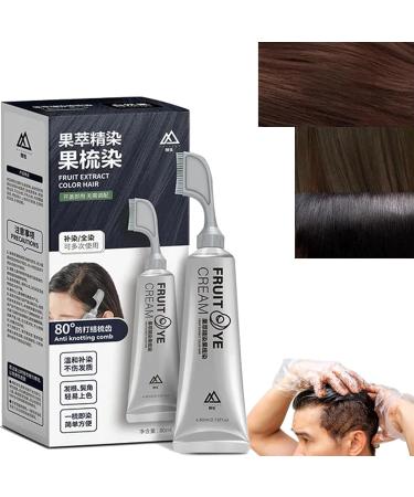 Plant Extract Hair Dye Essence Natural Fruit Hair Dye Hair Dye With Comb for Unisex (Dark Brown)