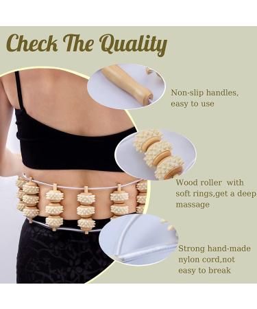 Wumimi Handmade Wood Back Massage Roller Tool - Anti Cellulite Lymphatic Drainage & Wood Therapy for Body Pain Relief - Trigger Point Wooden Roller Massage Rope - Buy Online on GoSupps.com