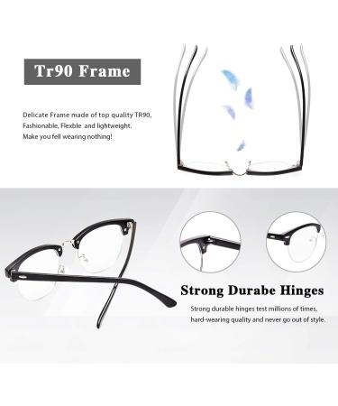 GY snail Blue Light Blocking Clear Glasses for Men Anti Eyestrain Better Sleep Round Computer Semi Rimless Nerd Glasses (Black Frame) - Buy Online on GoSupps.com