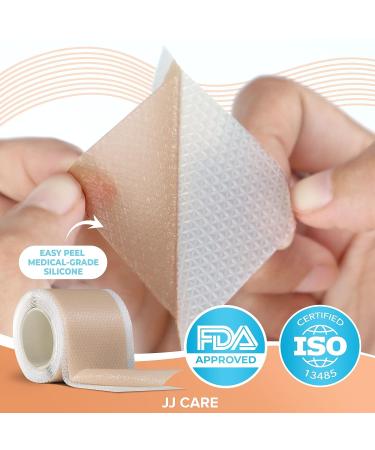 JJ CARE Soft Silicone Tape 1.6 x 60 - Flexible, Washable & Reusable Scar Medical Grade Silicone Strips - Latex-Free Surgical Scar Tape - Buy Online on GoSupps.com