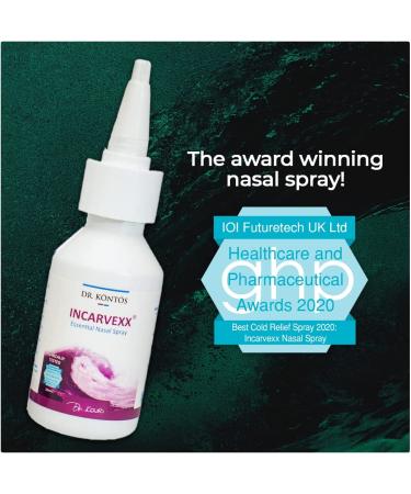 Incarvexx Seawater Nasal Spray with Molecular Iodine - 1 fl oz - Non-Allergenic for Adults, Pregnancy & Kids - Cold Relief & Blocked Nose - Buy Online on GoSupps.com