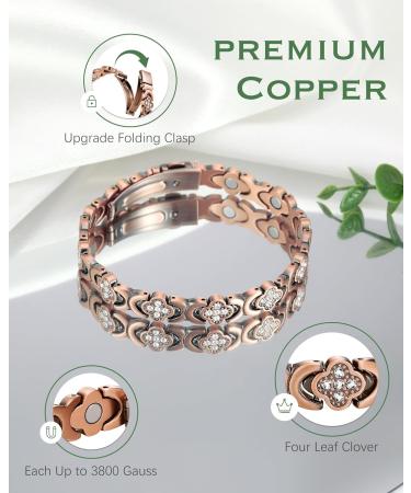 Jeracol Lymphatic Drainage Copper Magnet Bracelet for Women - Adjustable Lucky Clover Design in Gift Box - Buy Online on GoSupps.com