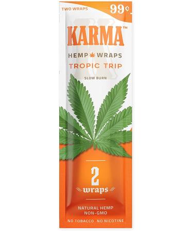 Karma Hemp Natural Wraps - Non GMO - 2 Wraps/Pack - 25 Packs Display (Tropic Trip) - Buy Online on GoSupps.com