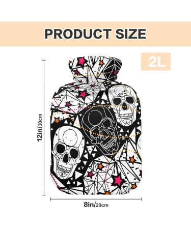 Skull Stars White Hot Water Bottle - 2L Pain Relief & Menstrual Cramps Heating Pad - Buy Online on GoSupps.com