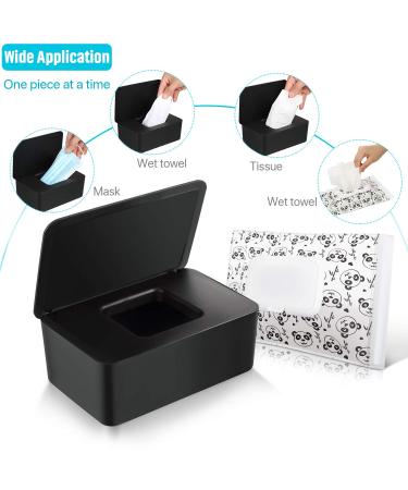 Baby Wipes Dispenser Holder with Lids | Keeps Wet Tissue Fresh | Flushable Wipes Pouch Case | Bathroom & Nursery Storage Box (Black) - Buy Online on GoSupps.com