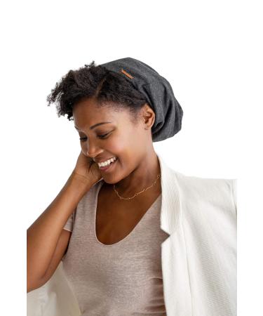 Grace Eleyae GE Women's Adjustable Satin Lined Sleep Cap Slap Hair Care Beanie Hat Dark Gray