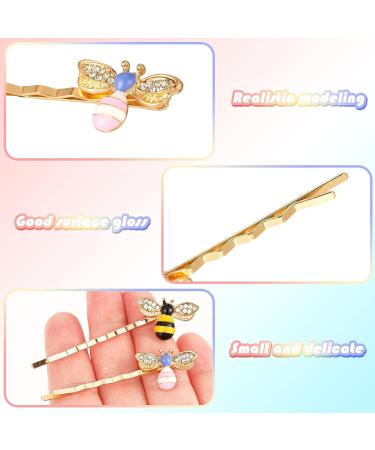 12-Piece Rhinestone Bee Hair Clip Set for Women - Yellow Pink Alloy Hair Accessories for Bride, Bridesmaid, Wedding, Party Styling - Buy Online on GoSupps.com