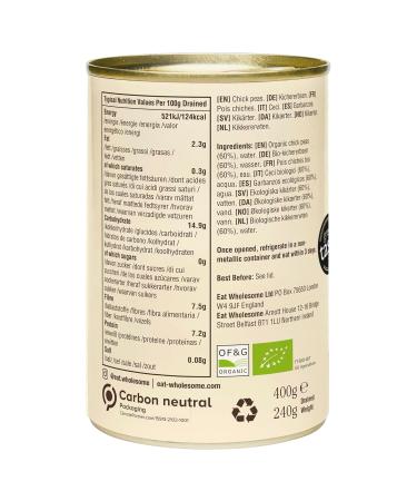 Buy Eat Wholesome Organic Chickpeas 400g (12-Pack) Healthy Non-GMO International Shipping Available - Buy Online on GoSupps.com