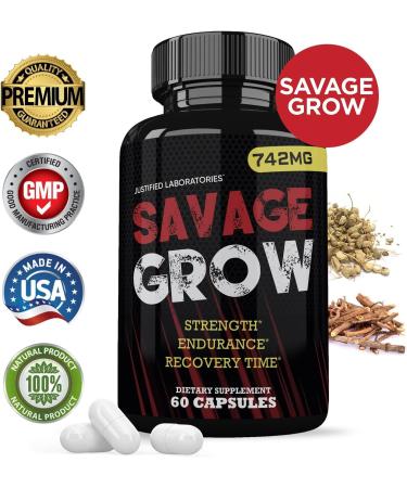 Justified Laboratories (5 Pack Savage Grow 742MG All Natural Advanced Men's Health Formula 300 Capsules - Buy Online on GoSupps.com