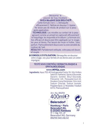 Nivea Calming Micellar Water for Sensitive Skin | Gentle Make-Up Remover & Facial Cleanser (400ml) - Perfume-Free Enriched with Micelles & Amino Acids - Buy Online on GoSupps.com
