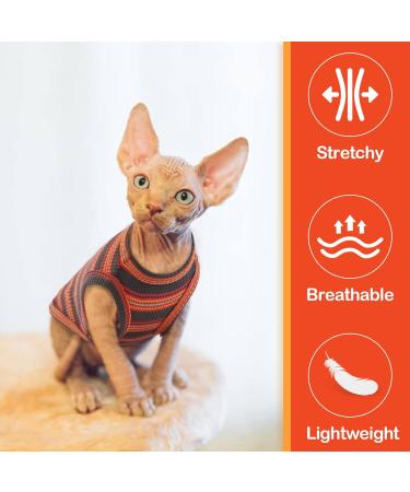 OUOBOB Sphynx Cat Clothing | Breathable Sleeveless Sweaters & Striped T-Shirts for Hairless Cats - Summer Pet Apparel - Buy Online on GoSupps.com