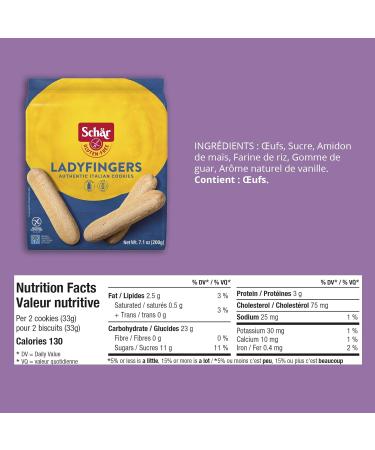 Schar Gluten-Free Lady Fingers - Non GMO Lactose Free Preservative Free Gluten-Free Italian Cookies 200 g (Pack of 1) - Buy Online on GoSupps.com