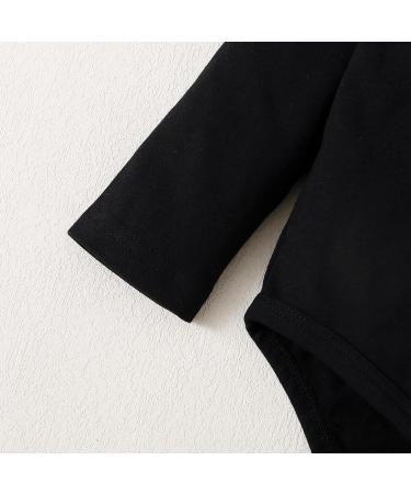 Puseky Baby Boy Long Sleeve Romper with Plaid Suspender Overall Pants | 6-12 Months | Black - Buy Online on GoSupps.com
