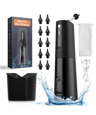 Electric Ear Wax Removal Kit Ear Cleaner Water IPX7 Waterproof 3 Water Pressure Modes to Clean Earwax with Typc-C Charging Comes Reusable 8 Five Hole Nozzles and 2 Single Hole Nozzles with Storage Bag