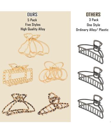 Medium Gold Butterfly Hair Claws 5-Pack - Pretty Leopard Print Jaw Claws for Women - Gift for Her - 5 Count - Buy Online on GoSupps.com