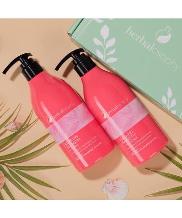 Keratin Shampoo & Conditioner Set - 2 x 33.8 Fl Oz | Nourishing Formula for Damaged Hair | Color Safe, Anti Frizz, Sulfate & Paraben Free - Buy Online on GoSupps.com
