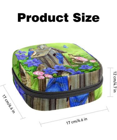 Period Bag Sanitary Napkin Storage Travel Pouch Makeup Bag - Blue Birds Butterfly Flower Color4482 - Buy Online on GoSupps.com