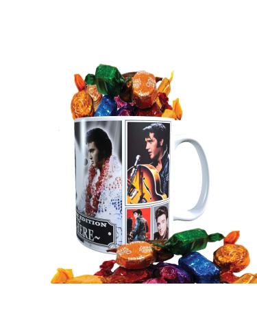 Presley King of Rock n Roll Personalised Music Icon Mug with Choice of Sweets Gift