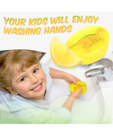 Kids Natural Lemon Soap Bar with DINO Toy - Handmade in USA - Clear Glycerin for Safe Skin - 2 Piece Set - Buy Online on GoSupps.com