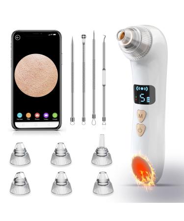 Hohotti Blackhead Remover Vacuum  Pimple Extractor Tools with Camera  Acne Comedone Popper Extractions Tool Kit  USB Rechargeable Pore Vacuum for Face 6 Suction Heads & 5 Modes Visual Blackhead Remover Vacuum