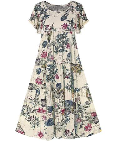 Gemkonsey Women's Floral Flowy Maxi Dress - Summer Beach Party Tunic, Purple Small - Buy Online on GoSupps.com