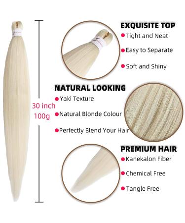 Xusuperb Pre-Stretched 30-Inch Blonde Braiding Hair Extensions - 6 Pack Soft Kanekalon Yaki Braids (613#) for Easy Braiding - Ideal for Single Braids - Buy Online on GoSupps.com