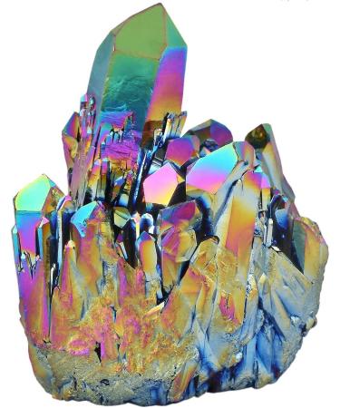 Kyeygwo Natural Mountain Crystal Quartz Cluster - Titanium Coated Healing Reiki Stone Gem Decoration | Irregular Colorful Specimen 33x24x16mm - 80x58x60mm - Buy Online on GoSupps.com