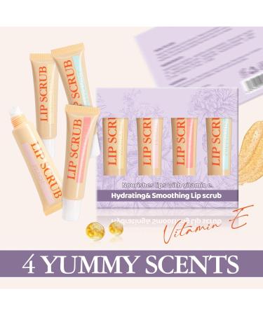 Kit de gommage l vres - Exfoliant l vres hydratant | Lot de gommages l vres 4X produits de soin des l vres remplisseurs de l vres gommage l vres pour l vres s ches et aigres - Buy Online on GoSupps.com