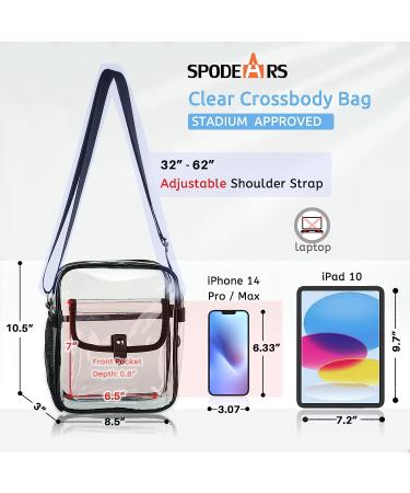 Spodears Clear Stadium Crossbody Purse - Small Tote Bag for Events - Black - Buy Online on GoSupps.com