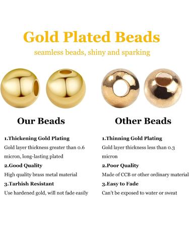 PandaHall 300pcs 4mm 14K Gold Plated Brass Spacer Beads for Jewelry Making - Round Smooth Seamless Loose Metal Beads for Summer Accessories - Buy Online on GoSupps.com