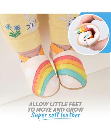 Leather Baby Walking Shoes 6-12 Months | Soft Sole Toddler Shoes for Boys and Girls | Rainbow Design - Buy Online on GoSupps.com