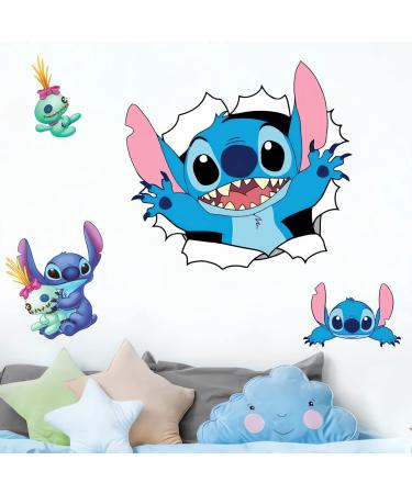 3D Stitch Anime Wallpaper Wall Decals Sticker for Kids Bedroom Kids Baby Nursery Wall Decoration Cartoon Poster Sticker Decor