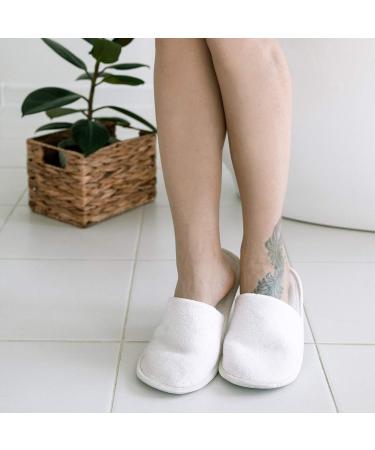 24 Pairs Disposable Hotel Spa Slippers - Unisex White Coral Fleece - Bulk Portable Shoes - Buy Online on GoSupps.com