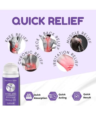 Buy STIRLING Lavender Lotion - Organic Moisturizer with 2000mg Hemp Oil Aloe Vera & Vitamin E for Stress Relief & Youthful Skin - Unisex Body Lotion - Buy Online on GoSupps.com