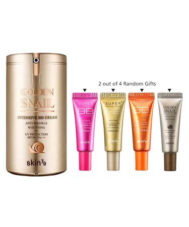 SKIN79 2023 Renewed Ingredients Golden Snail Intensive BB Cream SPF50+/PA+++ 45ml + 2 Random Travel Size BB Cream (7g) - Snail Formula - Buy Online on GoSupps.com