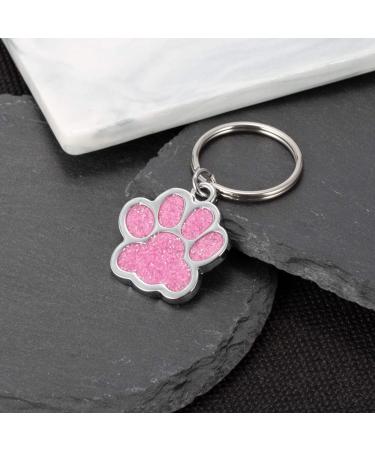 Personalized Pink Dog & Cat Engraved ID Tag - Paw Print Motif Address Tag - Buy Online on GoSupps.com